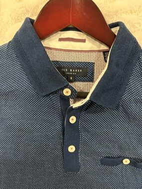 Ted Baker Navy and White Microdot Polo Shirt